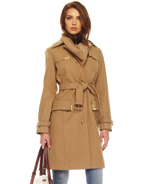 michael kors camel|michael kors trench coat.